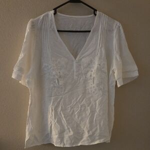White Applique Women's Top